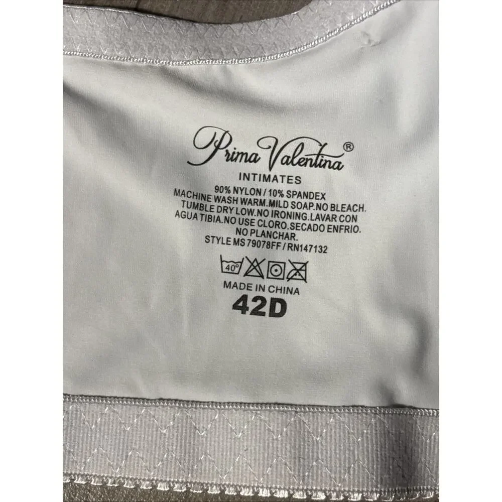 Prima Valentina Underwire Padded Push Up Bra 42D White NWOT